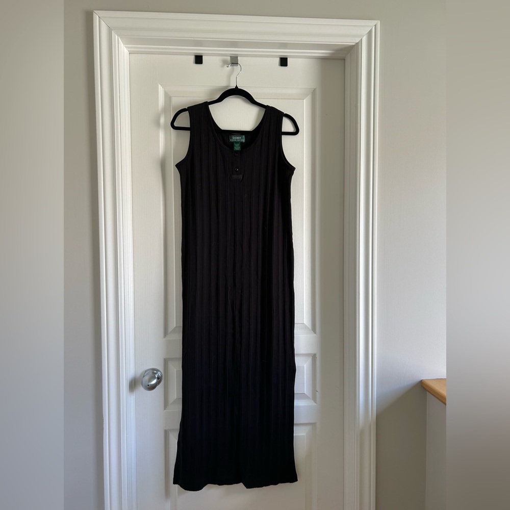 100% Cotton Ralph Lauren Black Sleeveless Maxi Dress